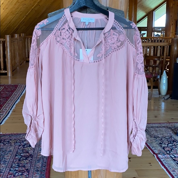 Pink blouse with sheer shoulders - Picture 3 of 7